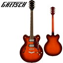 リフレッシュされたStreamliner Collectionは、Gretschギターの輝かしい過去の要素を再訪し、エキサイティングな新機能と組み合わせることで、優れたパフォーマンス、サウンド、スタイルを驚くべき価値で提供します。 G2622 Streamliner Center Block Double-Cut with V-Stoptailは、パワフルなサウンドとGretschならではのスタイリングをよりコンパクトなサイズに収め、現代に甦らせました。 G2622は、グレッチに期待されるすべての要素を保ちつつ、楽器にワンランク上のパフォーマンス、スタイル、そしてより大きな音量感を求めるギタリストのために設計されています。 【主な特徴】 ・新開発のBroadTron BT-3Sハムバッカーを搭載 ・ダブルカッタウェイの16インチアーチドメイプルボディ、チャンバードセンターブロックを採用 ・Soft "C"シェイプのナトーネック ・12インチラジアスローレル指板、パーロイドNeo Classicサムネイルインレイ、22本のミディアムジャンボフレットを採用 ・ボーンナット ・マスターボリューム、マスタートーン、各ピックアップのボリュームコントロールにより、柔軟なトーン設計が可能 ・マスターボリュームにPush/Pullコイルスプリット機能を内蔵 ・ラジオコントロールノブ ・アンカー付きAdjusto-Maticブリッジ ・Gretsch V-Stopテイルピース ・3-plyべっ甲柄ピックガード ・ニッケルハードウェア 【ハイライト】 新しいセンターブロックデザインのメイプルボディ G2622 Center Blockは、アーチドメイプルボディに、新しいセンターブロックデザインを採用しています。この新しいセンターブロックは、軽量で快適な演奏性と存在感のあるフルでリッチなサウンドを両立するように設計されており、アタックとサスティンを向上させ、優れたフィードバック抑制効果を、重さを感じさせない快適なギターにまとめ上げています。 新開発のBroadTron BT-3Sピックアップ G2622は、新開発のBroadTron BT-3Sピックアップを搭載しています。アルニコ5とアルニコ2を組み合わせたマグネットを採用し、力強いミッドレンジ、タイトでふくよかなローエンド、スムーズでクリアなハイエンドがバランス良く得られ、音楽的な響きを放つピックアップです。 コイルスプリットによる多彩なコントロール Streamlinerのパワフルなサウンドは、ネックとブリッジピックアップのボリュームコントロール、マスタートーンコントロール、マスターボリュームコントロール、3ウェイピックアップスイッチングという伝統的なコントロールレイアウトによって引き出されます。 マスターボリュームコントロールにPush/Pullポットを内蔵することでコイルスプリットが可能となり、シングルコイルサウンドに切り替えることが可能です。すでに強力なサウンドパレットにさらなるトーンオプションが得られます。 【SPEC】 ヘッドストックバインディング ネック：Nato ネックフィニッシュ：Gloss ネックシェイプ：Soft "C" ネック：Set-Neck フィンガーボードラジアス：12" (305 mm) フィンガーボードの素材：Laurel ポジションインレイ：Pearloid Neo-Classic Thumbnail サイドドット フレット数：22 ナット：Bone ナット幅：1.6875" (42.86 mm) ナットの素材：Bone ボディ：Laminated Maple ボディフィニッシュ：Gloss ボディシェイプ：Center Block ボディトップ：Arched Laminated Maple ボディバインディング：Aged White with B/W/B Purfling ボディバック：Arched Laminated Maple BODY STYLE：Gretsch Center Block Guitars ボディ素材：Laminated Maple CUTAWAY：Double Cutaway ブレイシング：Center Block ウェイスト：9.75" (248 mm) SOUND HOLE：F-Holes ブリッジ：Adjusto-Matic ブリッジカバー/テイルピース：V-Stoptail BRIDGE MOUNTING：Anchored ピックガード：3-Ply Tortoise ピックアップカバー：Nickel コントロールノブ：Gretsch Radio Knob SWITCH TIP：Black ハードウェアフィニッシュ：Nickel チューニングマシーン：Die-Cast Sealed ストリング：Nickel Plated Steel (.010-.046 Gauges) ストラップボタン：Standard Strap Button ブリッジピックアップ：BroadTron BT-3S ネックピックアップ：BroadTron BT-3S ピックアップコンフィギュレーション：BroadTron / BroadTron コントロール：Volume 1. (Neck Pickup), Volume 2. (Bridge Pickup), Master Tone, Master Volume with Push/Pull for Coil Split スウィッチ：3-Position Toggle: Position 1. Bridge Pickup, Position 2. Bridge And Neck Pickups, Position 3. Neck Pickup AUXILIARY SWITCHING：Push/Pull Pot (for Coil Split) 付属品：正規保証書、純正ギグバッグ /_/_/_/♪出荷前調整のご要望承ります♪_/_/_/_/ ギタープラネットではご注文頂いた商品は 新品中古問わず検品・調整してから出荷致します。 弦高などの細かなセッティング等、お好みに 合わせての調整も可能ですので、お気兼ねなく お申し付けくださいませ。 /_/_/_/_/_/_/_/_/_/_/_/_/_/_/_/_/_/_/_/_/_/_ お問い合わせ:03-3259-0031　