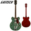 リフレッシュされたStreamliner Collectionは、Gretschギターの輝かしい過去の要素を再訪し、エキサイティングな新機能と組み合わせることで、優れたパフォーマンス、サウンド、スタイルを驚くべき価値で提供します。 G2622T Streamliner Center Block Double-Cut with Bigsbyは、パワフルなサウンドとGretschならではのスタイリングをよりコンパクトなサイズに収め、現代に甦らせました。 G2622Tは、グレッチに期待されるすべての要素を保ちつつ、楽器にワンランク上のパフォーマンス、スタイル、そしてより大きな音量感を求めるギタリストのために設計されています。 【主な特徴】 ・新開発のBroadTron BT-3Sハムバッカーを搭載 ・ダブルカッタウェイの16インチアーチドメイプルボディ、チャンバードセンターブロックを採用 ・Soft "C"シェイプのナトーネック ・12インチラジアスローレル指板、パーロイドNeo Classicサムネイルインレイ、22本のミディアムジャンボフレットを採用 ・ボーンナット ・マスターボリューム、マスタートーン、各ピックアップのボリュームコントロールにより、柔軟なトーン設計が可能 ・マスターボリュームにPush/Pullコイルスプリット機能を内蔵 ・ラジオコントロールノブ ・アンカー付きAdjusto-Maticブリッジ ・Bigsby B70ヴィブラートテイルピース ・3-plyべっ甲柄ピックガード ・ニッケルハードウェア 【ハイライト】 新しいセンターブロックデザインのメイプルボディ G2622 Center Blockは、アーチドメイプルボディに、新しいセンターブロックデザインを採用しています。この新しいセンターブロックは、軽量で快適な演奏性と存在感のあるフルでリッチなサウンドを両立するように設計されており、アタックとサスティンを向上させ、優れたフィードバック抑制効果を、重さを感じさせない快適なギターにまとめ上げています。 新開発のBroadTron BT-3Sピックアップ G2622は、新開発のBroadTron BT-3Sピックアップを搭載しています。アルニコ5とアルニコ2を組み合わせたマグネットを採用し、力強いミッドレンジ、タイトでふくよかなローエンド、スムーズでクリアなハイエンドがバランス良く得られ、音楽的な響きを放つピックアップです。 コイルスプリットによる多彩なコントロール Streamlinerのパワフルなサウンドは、ネックとブリッジピックアップのボリュームコントロール、マスタートーンコントロール、マスターボリュームコントロール、3ウェイピックアップスイッチングという伝統的なコントロールレイアウトによって引き出されます。 マスターボリュームコントロールにPush/Pullポットを内蔵することでコイルスプリットが可能となり、シングルコイルサウンドに切り替えることが可能です。すでに強力なサウンドパレットにさらなるトーンオプションが得られます。 【SPEC】 ヘッドストックバインディング ネック：Nato ネックフィニッシュ：Gloss ネックシェイプ：Soft "C" ネック：Set-Neck フィンガーボードラジアス：12" (305 mm) フィンガーボードの素材：Laurel ポジションインレイ：Pearloid Neo-Classic Thumbnail サイドドット フレット数：22 ナット：Bone ナット幅：1.6875" (42.86 mm) ナットの素材：Bone ボディ：Laminated Maple ボディフィニッシュ：Gloss ボディシェイプ：Center Block ボディトップ：Arched Laminated Maple ボディバインディング：Aged White with B/W/B Purfling ボディバック：Arched Laminated Maple BODY STYLE：Gretsch Center Block Guitars ボディ素材：Laminated Maple CUTAWAY：Double Cutaway ブレイシング：Center Block ウェイスト：9.75" (248 mm) SOUND HOLE：F-Holes ブリッジ：Adjusto-Matic ブリッジカバー/テイルピース：Bigsby B70 BRIDGE MOUNTING：Anchored ピックガード：3-Ply Tortoise ピックアップカバー：Nickel コントロールノブ：Gretsch Radio Knob SWITCH TIP：Black ハードウェアフィニッシュ：Nickel チューニングマシーン：Die-Cast Sealed ストリング：Nickel Plated Steel (.010-.046 Gauges) ストラップボタン：Standard Strap Button ブリッジピックアップ：BroadTron BT-3S ネックピックアップ：BroadTron BT-3S ピックアップコンフィギュレーション：BroadTron / BroadTron コントロール：Volume 1. (Neck Pickup), Volume 2. (Bridge Pickup), Master Tone, Master Volume with Push/Pull for Coil Split スウィッチ：3-Position Toggle: Position 1. Bridge Pickup, Position 2. Bridge And Neck Pickups, Position 3. Neck Pickup AUXILIARY SWITCHING：Push/Pull Pot (for Coil Split) 付属品：正規保証書、純正ギグバッグ /_/_/_/♪出荷前調整のご要望承ります♪_/_/_/_/ ギタープラネットではご注文頂いた商品は 新品中古問わず検品・調整してから出荷致します。 弦高などの細かなセッティング等、お好みに 合わせての調整も可能ですので、お気兼ねなく お申し付けくださいませ。 /_/_/_/_/_/_/_/_/_/_/_/_/_/_/_/_/_/_/_/_/_/_ お問い合わせ:03-3259-0031　