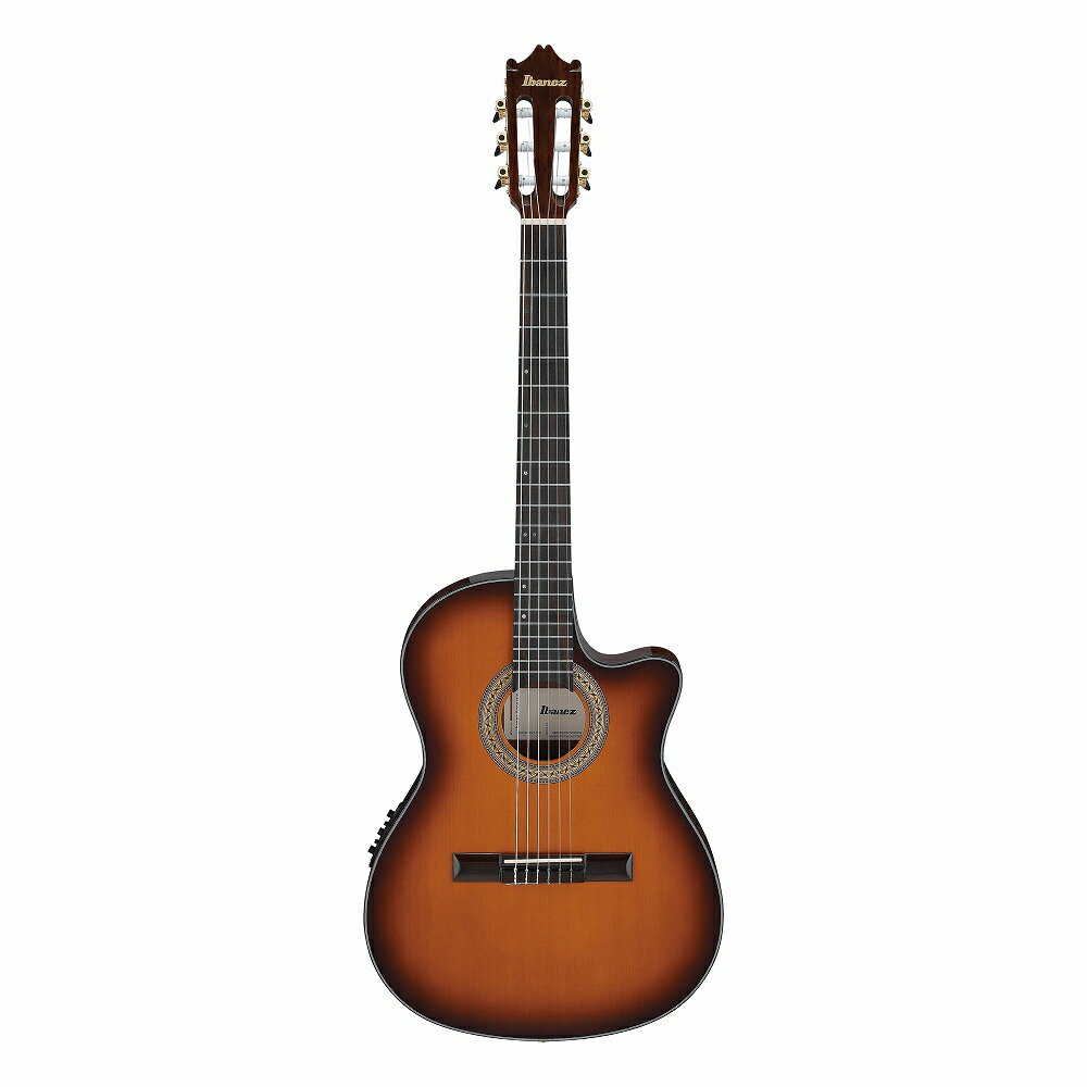 ■Rosewood fretboard バランスの取れたサウンド・キャラクターで暖かみのあるトーンが特長のローズウッド材を採用しています。 ■Rosewood bridge 弦振動をナチュラルに伝達し、ウォームなトーンが特長のローズウッド材を採用しています。 ■Ibanez AEQ210T preamp w/Onboard tuner チューナーと2バンド・イコライザー、さらにハウリング対策のフェイズ（反転）スイッチも装備したオリジナルのプリアンプです。（9V電池駆動） ■Balanced XLR & 1/4" outputs ギター・ケーブル用標準ジャックに加え、宅録などでも便利なバランス・アウト端子(XLR)を装備しています。 ■Gold Classical tuners w/Black knobs ゴールド・カラーのマシンヘッドを装備しています。ツマミ部分は黒色です。 ■SPEC ボディシェイプ：Thinline Cutaway Classical body ブレーシング：Fan Bracing ボディトップ：Spruce top ボディバック＆サイド：Sapele back & Sapele sides ネック：GA, Nyatoh neck フィンガーボード：Rosewood fretboard ブリッジ：Rosewood bridge インレイ：Off-set abalone dot inlay サウンドホールロゼット：Classical Mosaic Design ペグ：Gold Classical tuners w/Black knobs フレット数：21 出荷時チューニング：1E,2B,3G,4D,5A,6E 弦：.028/.032/.040/.028W/.035W/.044W 弦間ピッチ：11.6mm ピックアップ：Ibanez Undersaddle プリアンプ：Ibanez AEQ210T preamp w/Onboard tuner アウトプットジャック：Balanced XLR & 1/4" outputs バッテリー：9V x1 付属品：純正ソフトケース、正規保証書 /_/_/_/♪出荷前調整のご要望承ります♪_/_/_/_/ ギタープラネットではご注文頂いた商品は 新品中古問わず検品・調整してから出荷致します。 弦高などの細かなセッティング等、お好みに 合わせての調整も可能ですので、お気兼ねなく お申し付けくださいませ。 /_/_/_/_/_/_/_/_/_/_/_/_/_/_/_/_/_/_/_/_/_/_ ※当商品は通信販売に限りご用意が可能でございます。実店舗での実機確認・試奏はお受け出来ませんので予めご了承ください。 ※掲載画像はサンプルになります。実際にお届けする商品とは色味や木目が異なる場合がございますのでご了承ください。 お問い合わせ:03-3259-0031