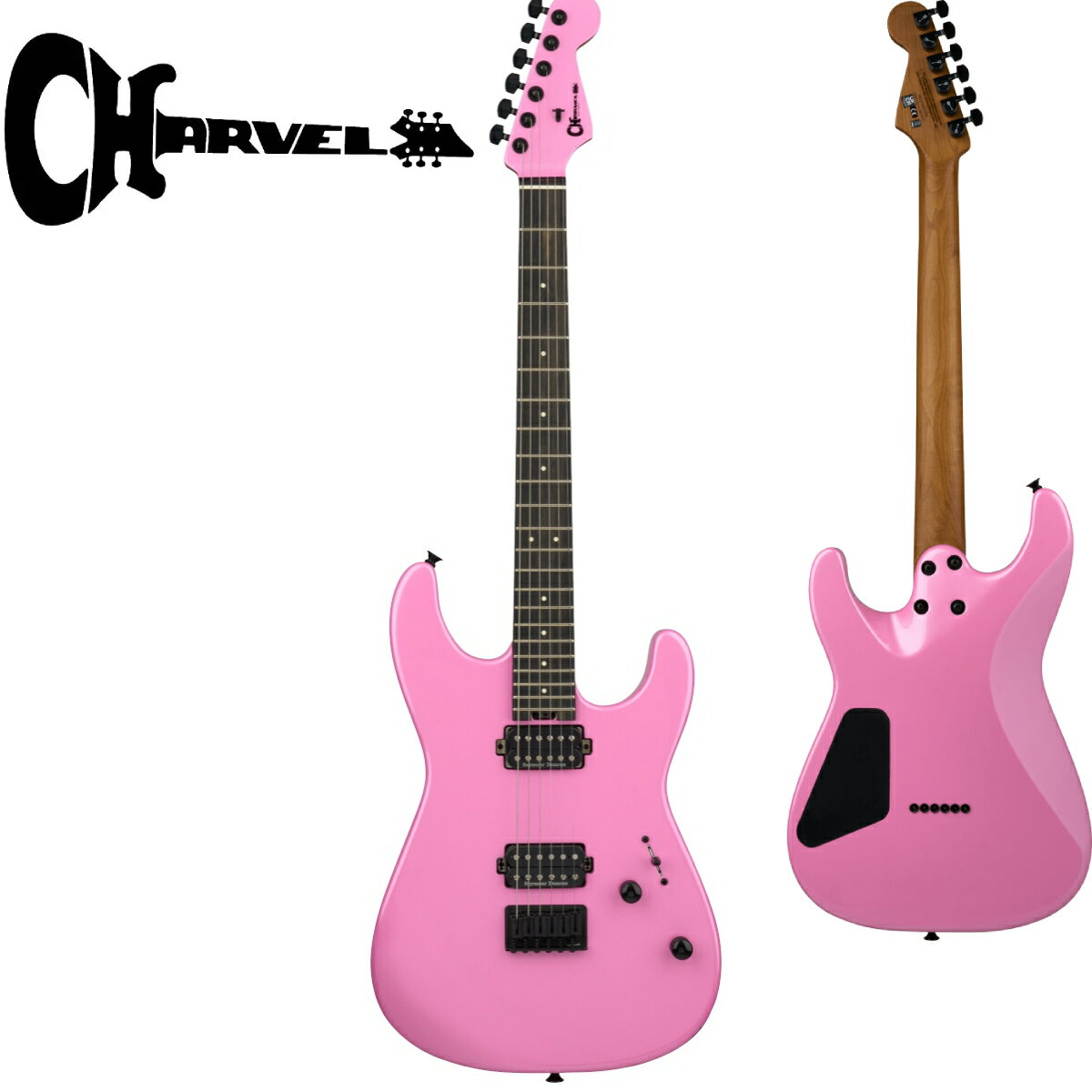 Charvel Pro-Mod Plus San Dimasは、あなたのプレイスキルを次の次元へと引き上げる、洗練されたパフォーマンスを誇ります。クラシックなSan Dimasギターを最新鋭スペックにアップデートしたこのモデルには、高速プレイに適した最先端の機能が搭載されています。 豊かでダイナミックなトーンを奏でるアルダーボディには、グラファイト補強ロッドを内蔵したボルトオン式キャラメライズドメイプルネックを装備し、温度や湿度などによる環境変化の影響を最小限に止め、高い安定性を実現します。エボニー指板は12〜16インチのコンパウンドラジアス仕様で、滑らかにロールオフ処理されたエッジと、4mmパーロイドドットインレイを採用しています。薄めのDシェイプネックと22本のジャンボフレットも、より速く、優れたプレイアビリティに寄与します。また、蓄光式Luminlay®サイドドットは、暗いステージでも容易にフレットポジションを視認することを可能にします。 パワフルなSeymour Duncan JBブリッジハムバッカーと’59ネックハムバッカーは、歯切れの良いクランチ感たっぷりのリズムプレイから、灼熱のリードギターまで、あらゆるプレイに最適な、コシのある音楽的なトーンを提供します。5ウェイブレードスイッチングで幅広いサウンド設計が可能です。Charvelデザインの6サドル式ハードテイルブリッジは、卓越したイントネーションとサスティンを実現し、究極のチューニングの安定性をお約束します。 スタイリッシュなマッチングヘッド、快適な”ハンドシェイク”ヒールデザイン、埋め込み式のネックスクリューなど、Pro-Mod Plus San Dimasは、ルックスと共に、演奏性にも妥協はありません。人目を引くフィニッシュは、リスナーの注目を集めること間違いなしです。 究極のシュレッドマシンを探し求めている人にとって、Pro-Mod Plus San Dimasは最適なギターです。一歩上を目指すテクニカルプレイヤーのために設計されたCharvelギターのクオリティーを、体験してください。 Spec 【General】 ・シリーズ:Pro-Mod Plus ・オリエン:テーションRight-Hand ・カラー:Platinum Pink ・原産国:MX 【Neck】 ・ヘッドストック:Licensed Fender® Stratocaster® ・ヘッドストックバインディング ・ネック:Caramelized Maple ・ネックフィニッシュ:Hand-Rubbed Satin Urethane ・ネック:Bolt-On with Graphite Reinforcement ・フィンガーボードラジアス:12" to 16" Compound Radius (304.8 mm to 406.4 mm) ・フィンガーボードの素材:Ebony ・ポジションインレイ:4mm Pearloid Dot ・サイドドット ・フレット数:22 ・トラスロッド:Dual-Action with Wheel ・ナット:Graph Tech TUSQ XL ・ナット幅:1.6875" (42.86 mm) 【Body】 ・ボディ:Alder ・ボディフィニッシュ:Gloss ・ボディシェイプ:San Dimas® 【Hardware】 ・ブリッジ:Charvel® Hardtail ・ピックアップカバー:Black ・コントロールノブ:Dome-Style ・スイッチチップ:Black ・ハードウェアフィニッシュ:Black ・チューニングマシーン:Charvel®-Branded Die-Cast ・ネックプレート:4-Bolt (recessed screws) ・ストラップボタン:Standard 【Electronics】 ・ブリッジピックアップ:Seymour Duncan® JB TB-4 Direct Mount ・ネックピックアップ:Seymour Duncan® '59 SH-1N Direct-Mount ・ピックアップコンフィギュレーション:HH ・コントロール:Volume (Bourns® Low Friction Pot), No-Load Tone ・スイッチ:5-Position Blade: Position 1. Bridge, Position 2. Bridge Outer Coil and Neck Inner Coil, Position 3. Bridge and Neck, Position 4. Bridge Inner Coil and Neck Outer Coil, Position 5. Neck 付属品:純正ギグバック、正規保証書 /_/_/_/♪出荷前調整ご要望承ります♪_/_/_/_/ ギタープラネットではご注文頂いた商品は 新品中古問わず検品・調整してから出荷致します。 弦高など細かなセッティング等、お好みに 合わせて調整も可能ですで、お気兼ねなく お申し付けくださいませ。 /_/_/_/_/_/_/_/_/_/_/_/_/_/_/_/_/_/_/_/_/_/ お問い合わせダイヤル：03-3259-0031 ※当商品は通信販売に限りご用意が可能でございます。実店舗での実機確認・試奏はお受け出来ませんので予めご了承ください。 ※掲載画像はサンプルになります。実際にお届けする商品とは色味や木目が異なる場合がございますのでご了承ください。
