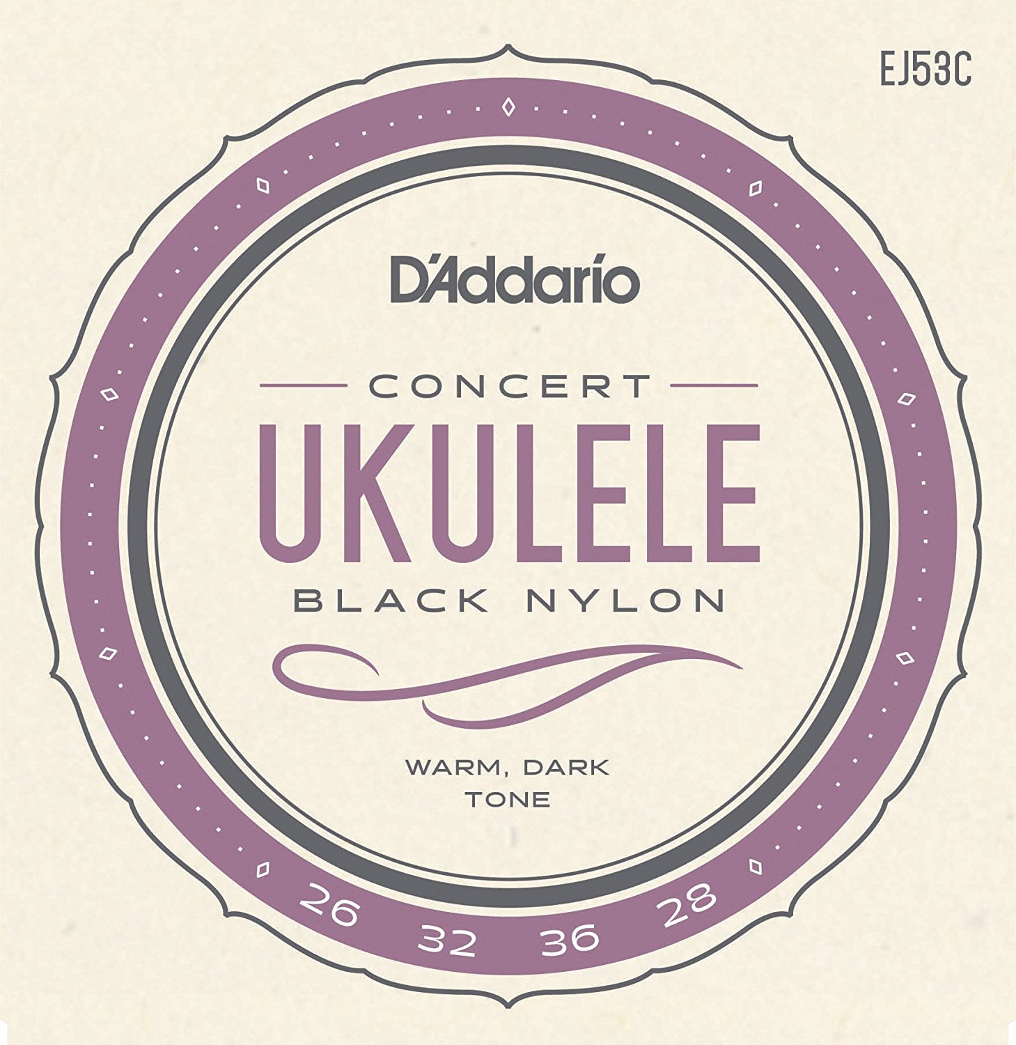 D 039 Addario EJ53C Black Nylon ハワイアン/コンサートウクレレ弦セット ダダリオ J-53 ブラックナイロン Concert Ukulele String
