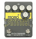 Guitar Synthesizer electro-harmonix Mono Synth はギターサウンドをヴィンテージ シンセのエミュレーションから音声を積み重ねた急上昇するリードサウンドなど、 11タイプの素晴らしいシンセサウンドに変身させます。 Mono Synthは様々な改造や特別なピックアップ、またはMIDIを 使用することなく動作するようにデザインされています。使いやすく、 コントロールしやすい直感的なレイアウトはクールなサウンドを素 早く作り出します。DRYコントロールはSYNTH OUTPUTから出 力されるギターのそのままのサウンドのボリュームを調整し、 SYNTHコントロールはSYNTH OUTPUTから出力されるシンセサ ウンドのボリュームをコントロールします。組み合わせて使用するこ とで、適切なミックスが行えます。SENSコントロールは演奏の強弱 をトリガーにシンセサイザーサウンドが立ち上がるまでの反応を調 整し、使用するベースやプレイスタイルの反応によって微調整でき ます。 CTRLノブは11のシンセタイプそれぞれのキーとなるパラメーター の調整を行います。プリセットによって異なり、サウンドをカスタマ イズするための微調整が可能です。また、EXPインプットは全く異 なるパラメーターをエクスプレッション・ペダルによりリアルタイム でコントロールが可能です PRESETフットスイッチでカスタマイズした11タイプのシンセサウ ンド・プリセットの保存と呼び出しが行えます。ファクトリー・プリセ ットは常時復元が可能です。 Mono Synthは豊かで暖かみのあるサウンドからシャープで突き刺 さるようなパーカッシブ・サウンドまで、クールなベースシンセ・コレ クションをあなたの指先に提供します。 Quick Specs - 11タイプのモノラル・シンセサウンド - 望んだサウンドに素早く調整できる直感的なコントロール - エクスプレッション・ペダルを使用して足元でリアルタイムでコントロール - 11タイプのシンセサウンドをカスタマイズ、セーブ、リコールが可能なプリセット機能 - EHX JP9.6DC-200アダプター付属 お問い合わせフリーダイヤル:0120-37-9630