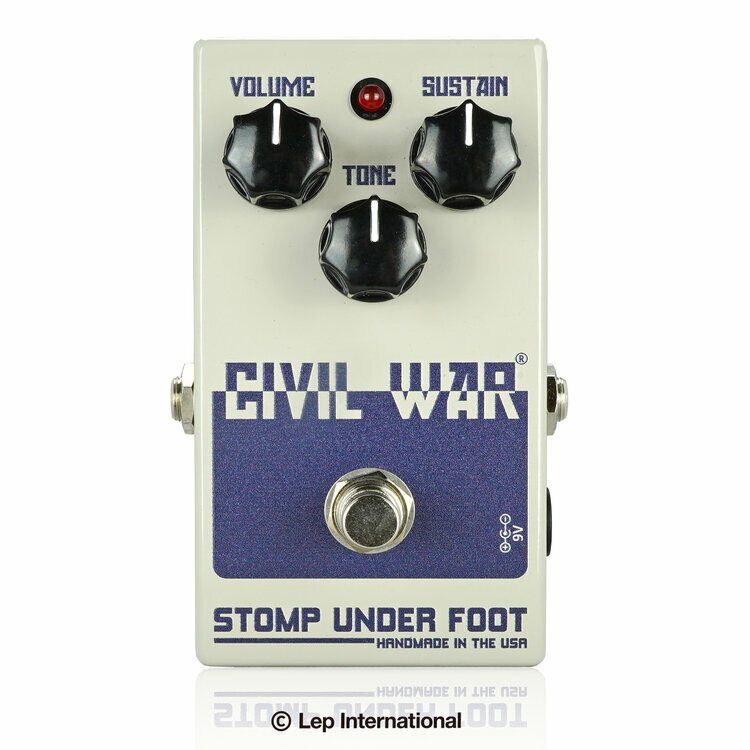 ストンプアンダーフット / シビルウォー Stomp Under Foot Civil Warは、 1991年に作られたロシア製のファズ/ディストーションペダルの サウンドからインスパイアを受け、 その音色を探し続けて完成したファズペダルです。 Sovtekの初期に作られたビッグマフは、後に作られる アーミーグリーンやブラック筐体のものとは違った形、 デザインとなっており、 この時代のモデルはシビルウォーと呼ばれています。 オリジナルモデル同様のゲインレンジ、 そして豊かなローエンドを持つその特性は、 リードではスムースに、コードは 高い圧の迫力のある歪みを作ることができます。 シビルウォー期のビッグマフは、 デヴィッド・ギルモアの仕様でも知られており、 様々なスタイルのロックに最適なトーンを作ります。 Stomp Under Foot Civil Warは オリジナルNOSロシアントランジスタを使用し、 当時のサウンドを今に甦らせます。 お問い合わせフリーダイヤル:0120-37-9630　