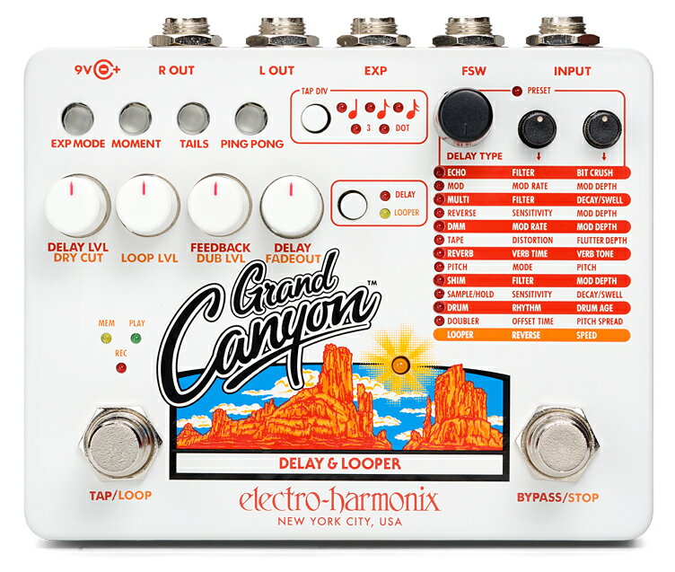 electro-harmonix Grand Canyon Delay Looper 新品 ディレイ/ルーパー エレクトロハーモニクス グランドキャニオン Delay,Echo Effector,エフェクター