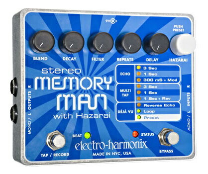 【正規品】electro-harmonix Stereo Memory Man with Hazarai 新品 ディレイ/エコー エレクトロハーモニクス ステレオメモリーマン ハザライ Delay,Echo Effector,エフェクター