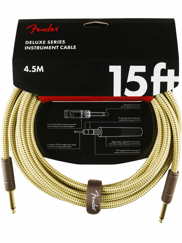 Fender Deluxe Tweed Cable ツイード 15ft S/S 新品[フェンダー][1/4インチプラグ,Instrument Cable][SL,S/L,LS,L/S][楽器用ケーブル,G..