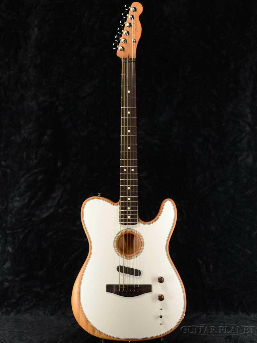 人気モデル "Acoustasonic Telecaster" がMADE IN MEXICOでラインナップ!! フェンダーの革新的なAcoustasonicプラットフォームは、Acoustasonic Player Telecasterによって進化を続けます。 このアコースティック／エレクトリックギターは、6つのユニークなヴォイシングにより、その個性を確固たるものにします。 洗練された3ウェイスイッチングが、アコースティックトーンとエレクトリックトーンを隔てなく、自在に行き来することを可能にします。 Acoustasonic Player Telecasterは、現代のミュージシャンにとってより身近なツールとなるプラットフォームを提案します。 特長 ・Fender Acoustasonic NoiselessとFishman Under-Saddle Transducerの2基のピックアップを搭載 ・アコースティックとエレクトリックの新しいユニークな音色を提供するアコースティックエンジン ・ブレンドノブでヴォイスの選択とブレンドが可能 ・特許取得済みの Stringed Instrument Resonance System (SIRS) ・体にフィットするボディコンターとマホガニーネック ・9ボルトバッテリーで駆動 Acoustic Body ナチュラルで十分な音量と響きをもち、座った時でも、ステージ上でも素晴らしいサウンドを奏でます。 Acoustic Engine フェンダーとフィッシュマンが共同設計したAcoustic Engineは、Acoustasonic Player Telecasterに力を与え、 今までに無い、新しくユニークなトーンのコレクションを提供します。 Fender Acoustasonic Noiseless Magnetic Pickup フェンダーのエレクトリックトーンを忠実に再現するために設計されたこのピックアップは、ソロで演奏したり、 アコースティックヴォイスとブレンドすることで、新しいサウンドを生み出すことができます。 Rosewood Fingerboard & Bridge マホガニー製テレキャスターネックとローズウッドフィンガーボードは、高い演奏性と温かみのあるトーンを実現しています。 Fender Firsts 特許を取得済みのSIRS（Stringed Instrument Resonance System）、 特徴的なボディトップデザイン、最新のエレクトロニクスは、この楽器のために特別に作られたものです。 Series: Acoustasonic Player Body Shape: Modified Telecaster Body Top: Solid A Sitka Spruce Back and Sides: Mahogany, Mahogany Body Finish: Polyester Satin Matte Bracing: Transverse Rosette: 2-Ring B/W/B Neck: Mahogany, Modern “Deep C” Neck Finish: Satin Urethane Fingerboard: Rosewood, 12” (305 mm) Frets: 22, Narrow Tall Position Inlays: White Dot Nut (Material/Width): Graph Tech TUSQ, 1.6875” (42.86 mm) Truss Rod: Bi-Flex Tuning Machines: Fender Standard Cast/Sealed Staggered Scale Length: 25.5” (648 mm) Bridge: Modern Asymmetrical Pickguard: None Special Electronics: 2-pickup configuration: Under-Saddle Piezo/N4 Magnetic Controls: Master Volume, “Blend” Knob, 3-Way Switch Hardware Finish: Chrome Strings: Fender Dura-Tone 860CL Coated Phosphor Bronze (.011-.052 Gauges), PN 0730860405 Included: Deluxe 1225 Gig Bag Included: Deluxe 1225 Gig Bag 付属品：純正ギグバッグ、正規保証書 お問い合わせフリーダイヤル:0120-37-9630　