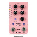 Mooer / D7 X2 DELAYムーアー / ディーセブンエックスツーディレイ Mooer D7 X2 DELAYは、ステレオ入出力を加え、 ミニサイズの機能的ディレイ、D7の倍以上の効果を備えたディレイペダルです。 D7 X2のディレイは従来のアナログディレイトーンやテープエコーの音色から、 ロービット、ギャラクシー、ピンポンなど現代的なディレイまでをカバーします。 各エフェクトはTWEAK1、TWEAK2ノブでカスタマイズでき、 ディレイタイムはノブとタップテンポで設定可能です。 エフェクトごとに1つのセーブスロットがあり、 設定したパラメータを保存しておくことができます。 2つのフットスイッチを同時に押すと、プリセットローディングモードとなり、 フットスイッチでプリセットを切り替えることができます。 ●特徴 ・14タイプのディレイを収録 ・タップテンポによるスピードコントロール ・ナチュラルなフェードアウトを作るTrail ON/OFF機能 ・素早く呼び出すことのできるプリセットを保存可能 ●エフェクトリスト DIGITAL：音の明るさを調整できるクリーンデジタルディレイ ANALOG：暖かでソフトなアナログスタイルのディレイ TAPE：ヴィンテージエコーディレイ。 TWEAKでテープライクからヴィニールレコードライクまで調整可能 DYNAMIC：インプットシグナルレベルで ディレイのかかりが異なるダイナミックディレイ LIQUID：ステップフェイザーを使用した、 液体のようなモジュレーションディレイ MOD：深く広がるように設定もできるモジュレーションディレイ MOD VERSE：リバースプレイバックエフェクトを 加えたディレイ GALAXY：スムースなフィードバックサウンドを生む ポストスローギアを搭載したスペーシーなディレイ DUAL：WIDTHで2つのディレイのバランスを調整でき、 独立してタイミングを設定できるデュアルディレイエフェクト PINGPONG：LR交互にディレイが出力されるピンポンディレイ CRYSTAL：アッパーオクターブピッチを加えたクリスタルライクなディレイ RAINBOW：ピッチエフェクトとスタッターサウンドを 組み合わせたファンタジックなディレイ LOW-BIT：ロービットエフェクトからノイズサウンドまで、 独創的な音を作るディレイ FUZZ：フィードバックにファズを加え、 ノイズからカオスサウンドまでを作るディレイ ●コントロール ・TWEAK1：選択したエフェクトにより役割が異なります。 ・TWEAK2：選択したエフェクトにより役割が異なります。 ・MIX：ドライシグナルとウェットシグナルのバランスを調整します。 ・TIME：ディレイタイムを調整します。 ・F.B：ディレイのフィードバックレベルを調整します。 ・SAVE：プリセットの保存やエフェクト選択を行います。 ●スペック Input: 1/4” mono audio input jack ×2 (1M ohms) Output: 1/4” mono audio output jack ×2 (1M ohms) Power requirement: 9V power supply (センターマイナス) Current draw: 300mA ※付属のアダプターの使用を推奨します。 Dimension： Weight： Accessories: Owner’s manual スペックは予告なく変更される場合があります。 種類：ディレイ アダプター：9Vセンターマイナス 電池駆動：- コントロール：TWEAK1、TWEAK2、MIX、TIME、F.B、SAVE、TAP、BYPASS お問い合わせフリーダイヤル:0120-37-9630　