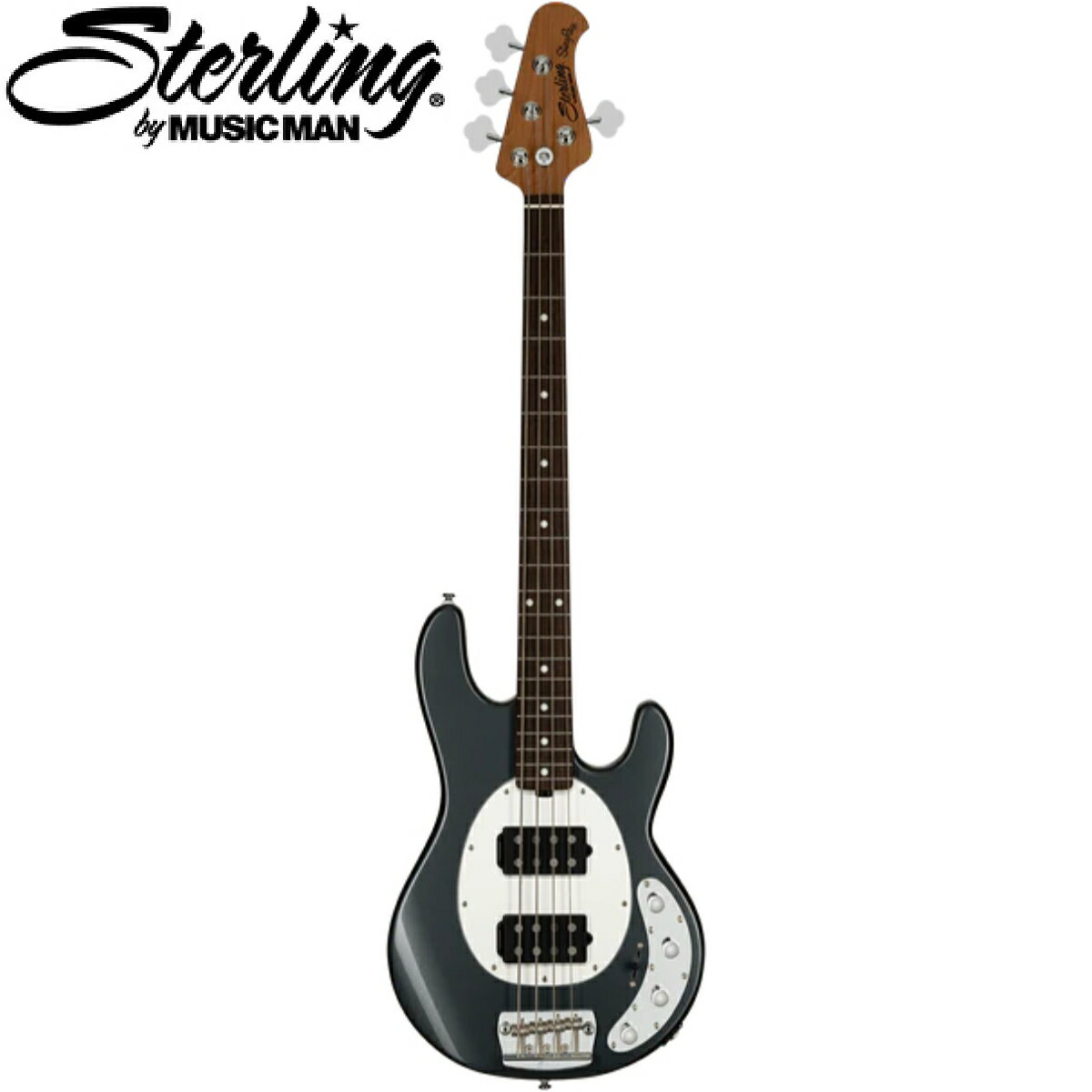 ～スティングレイHH～ デュアル ハムバッカー StingRay RAY34 ベースは、Sterling by Music Man 設計のピックアップ 2 基、ロースト メイプル ネック、3 バンド アクティブ プリアンプを備え、StingRay 特有の力強く大胆なサウンドに加え、多彩な音色を実現します。 ～象徴的なスティングレイトーン～ StingRay RAY34 HH は、5 ウェイ スイッチと 3 バンド アクティブ プリアンプを備えた 2 つのアルニコ ハムバッキングを搭載しており、さらに幅広い音色で象徴的な StingRay サウンドを実現します。 ～ローストメープルネック～ 非常に滑らかな感触を実現するよう設計されたこの StingRay は、ロースト メイプル ネックと、ロースト メイプルまたはローズウッドの 2 種類の指板オプションを備えています。 《SPEC》 モデル:RAY34HH ボディウッド:ニャトー ボディカラー:チャコールフロスト ブリッジ:ミュージックマン設計のスターリングブリッジ ピックガード:ホワイト スケール長:34インチ（86.4cm） ネックラディアス:9.5インチ（24cm） フレット:21フレット、ミディアム ネック幅:ナットで1.69インチ（43mm）、最終フレットで2.44インチ（62mm） ネックウッド:ローストメープル 指板:ローズウッド フレットマーカー:ホワイトドットマーカー チューニングマシン:オープンギア トラスロッド:デュアルアクション ネックアタッチメント:6ボルトパターン コントロール:3バンドアクティブプリアンプ スイッチング:5ウェイトグルピックアップセレクター ピックアップ:HH - 2基のアルニコハムバッカー /_/_/_/♪出荷前調整ご要望承ります♪_/_/_/_/ ギタープラネットではご注文頂いた商品は 新品中古問わず検品・調整してから出荷致します。 弦高など細かなセッティング等、お好みに 合わせて調整も可能ですで、お気兼ねなく お申し付けくださいませ。 /_/_/_/_/_/_/_/_/_/_/_/_/_/_/_/_/_/_/_/_/_/ お問い合わせダイヤル：03-3259-0031 ※当商品は通信販売に限りご用意が可能でございます。実店舗での実機確認・試奏はお受け出来ませんので予めご了承ください。 ※掲載画像はサンプルになります。実際にお届けする商品とは色味や木目が異なる場合がございますのでご了承ください。　