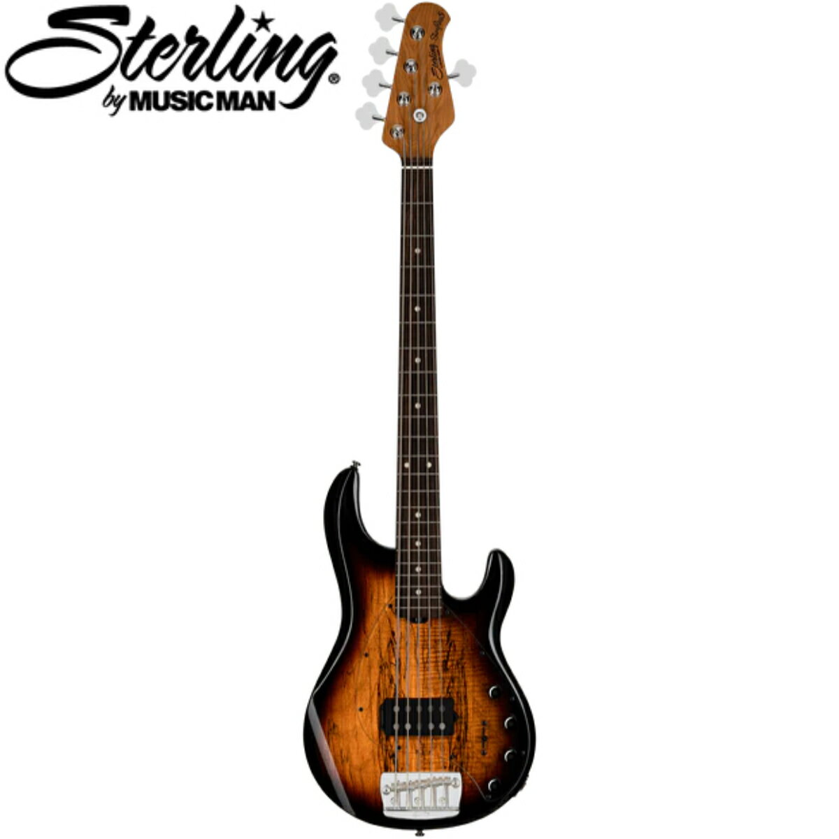 ～スティングレイ5 メイプルトップ～ 5弦スティングレイRAY35メイプルトップベースは、ローストメイプルネック、3バンドアクティブプリアンプ、モダンなコンタードボディ、そして象徴的なアーニーボール・ミュージックマン・スティングレイをモデルにしたブリッジを特徴としています。目を引くスポルテッドメイプルベニアトップもご用意しました。 ～象徴的なスティングレイトーン～ RAY35 は、アルニコ ハムバッカー ピックアップ 1 基と 3 バンド アクティブ プリアンプを搭載し、特徴的な大きく大胆なサウンドと多様な音色を実現します。 ～ローストメープルネック～ この StingRay は、非常にスムーズな演奏性を実現するロースト メイプル ネックとローズウッド フィンガーボードを備えています。 《SPEC》 モデル:RAY35 ボディウッド:ニャトースポルテッド メープル ベニヤ トップ ボディカラー:3トーンサンバースト ブリッジ:ミュージックマン設計のスターリングブリッジ ピックガード:透明 スケール長:34インチ（86.4cm） ネックラディアス:12インチ（30.5cm） フレット:22フレット、ミディアム ネック幅:ナットで1.69インチ（45mm）、最終フレットで2.44インチ（69mm） ネックウッド:ローストメープル 指板:ローズウッド フレットマーカー:ホワイトドットマーカー チューニングマシン:オープンギア トラスロッド:デュアルアクション ネックアタッチメント:6ボルトパターン コントロール:3バンドアクティブプリアンプ スイッチング:5ウェイトグルピックアップセレクター ピックアップ:H-1 アルニコハムバッカー /_/_/_/♪出荷前調整ご要望承ります♪_/_/_/_/ ギタープラネットではご注文頂いた商品は 新品中古問わず検品・調整してから出荷致します。 弦高など細かなセッティング等、お好みに 合わせて調整も可能ですで、お気兼ねなく お申し付けくださいませ。 /_/_/_/_/_/_/_/_/_/_/_/_/_/_/_/_/_/_/_/_/_/ お問い合わせダイヤル：03-3259-0031 ※当商品は通信販売に限りご用意が可能でございます。実店舗での実機確認・試奏はお受け出来ませんので予めご了承ください。 ※掲載画像はサンプルになります。実際にお届けする商品とは色味や木目が異なる場合がございますのでご了承ください。　