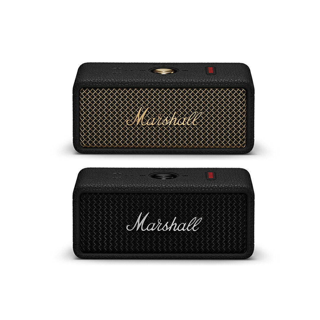 Marshall、大人気ポータブルスピーカーシリーズ「Emberton III」に 新色「Vintage Black」「Black and Silver」が登場 Emberton III からニューカラー「 Vintage Black 」と「Black and Silver」が発売。 Emberton IIIは防塵・防水機能を備え、最大約 32 時間の音楽再生が可能。どんなパーティーでも長持ちし、外出先でもパワフルな全方位サウンドをお届けします。 Marshall 独自のマルチディレクショナルサウンド「トゥルーステレオフォニック」を搭載し、優れた空間サウンドとバイノーラルサウンドを再現することで、どんな空間も音楽で包み込みます。また IP67 等級の防塵・防水対策が施されており、水深 1 m（約 3 フィート）の水に浸した場合でも、最大 30 分間耐えることができます。 Emberton III は Bluetooth LE Audio に対応しており、この将来を見据えたテクノロジーにより、Auracastでオーディオ共有機能の新たな世界が広がります。（現在、対応に向けて準備中） ■マーシャル・シグネチャーサウンド Emberton III は、リッチでパワフルな Marshall シグネチャーサウンドを届けます。ダイナミックラウドネス機能により、音量を調整するたびに周波数が適正に調整され、トーンバランスが常に適切に保たれます。前モデルよりもさらに大きな低音を備え、大音量でこそ真価を発揮します。 ■ステレオフォニック Marshall 独自のマルチディレクショナルサウンドの一形態であるトゥルーステレオフォニックを搭載。Marshall 製品でしか体験できない優れた空間音響とバイノーラルサウンドが周囲を包み込み、完全な360°サウンドでどんな空間も音楽で包み込みます。 ■最大約 32 時間連続再生 1 回の充電で最大約 32 時間の音楽再生が可能です。コンパクトなサイズ、耐久性、そして信頼性のある再生時間により、外出時に必携のアイテムとなります。バッテリーが切れても、わずか 2 時間でフル充電が完了します。急速充電に対応しており、わずか 20 分の充電で約 6 時間の再生が可能なため、すぐにリスニングセッションを再開できます。 ■防塵防水仕様 シリコン製の外装と堅牢な金属グリルを備え、激しい雨にも耐えうる頑丈なデザインです。Emberton IIIは水にも強く、IP67 の防塵・防水性能を持ち、水深 1 メートル（約 3 フィート）までの水中に最大 30分間沈めても問題ありません。 ■マイク内蔵 音楽が第一ですが、生活は慌ただしいものです。Emberton III には内蔵マイクが搭載されており、クリアなハンズフリー通話が簡単にできます。音楽を楽しんでいる最中でも、通話を受けることができます。 ■次世代のテクノロジー Emberton III は Bluetooth LE Audio に対応して設計されています。この未来を見据えた技術により、Auracastを使った新しいオーディオ共有の可能性が広がります。（現在、対応に向けて準備中） *Auracastは、Marshall Bluetooth アプリの無線アップデートとして現在準備中の最新 Bluetooth テクノロジーです。 Auracastがもたらす利点の 1 つは、「オーディオ共有」機能です。この新機能により、Emberton III はソースデバイスとして機能し、複数のEmberton III に同時に音楽をブロードキャストできます。Bluetooth 経由でスマートフォンを 1 台のスピーカーに接続するだけで、他のスピーカーとオーディオの同期が取れます。 ==================================================== [Spec] ■ 形式 : パッシブラジエーター型 ■ 通信方式 : Bluetooth 5.3 LE ■ 対応コーデック : SBC,AAC,LC3 ■ 連続再生時間 : 約 32 時間 ■ サイズ : W160 x H68 x D76.9 mm ■ 重量 : 約 670g ■ アンプ : 38W クラス D アンプ x2 ■ ドライバー構成 : 2 インチの 10W フルレンジドライバー×2、パッシブラジエーター×2 ■ フル充電時間 : 約 2 時間(20 分の充電で約 6 時間の連続再生) ■ ワイヤレスレンジ :約 10m ■ マルチポイント接続対応 ■ 防水 :IP67 ■ 再生周波数帯域 : 65Hz-20,000Hz ■ 感度 : 90 dB SPL @ 1 m ■ 付属品：USB Type-C 充電ケーブル（約 82cm） ==================================================== ※当商品は通信販売に限りご用意が可能でございます。実店舗での実機確認・試奏はお受け出来ませんので予めご了承ください。 ※掲載画像はサンプルになります。実際にお届けする商品とは色味や木目が異なる場合がございますのでご了承ください。 お問い合わせ:03-3259-0031　