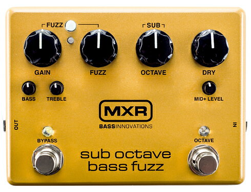 MXRエンジニアはBass Octave DeluxeのGrowlセクションと長い間忘れていたファズ回路を結合。 Bass/Trebleでトーンコントロールできるファズサウンドと、サブオクターブ（下）、 そしてミッドレンジをコントロールできるドライ音をミックスでき、 自然な楽器音を犠牲にすることなく震える低音とファズ音を得られます。 ファズは、さらにウォームとブライトに切替可能。サブオクターブはオン/オフできます 付属品：正規保証書 お問い合わせフリーダイヤル:0120-37-9630　