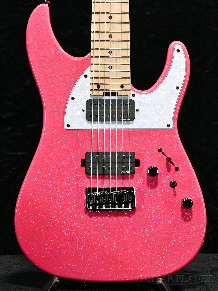 SCHECTER と BanG Dream! のコラボレーション！！ Ave Mujicaシリーズ発売決定！！ 【BC-AveMujica/Mortis】 Ave Mujica のギターを担当している若葉 睦/モーティス（CV：渡瀬 結月）が劇中で使用しているギターを再現し、高いコストパフォーマンスを実現！ 指板の12フレットを中心にロゴのインレイが装飾されています。 ジョイント部には、ハイフレットをストレスなく演奏出来る"Ultra Access 4-Bolt"を採用し高い演奏性を実現。 VolumeとToneノブの間には、コイルタップすることが可能な"Coil Split Switch"を搭載。更に、トーンノブを引き上げた状態でLow-Cutとしても機能するパッシヴ・サーキットシステム"Split Tone Control"も搭載されており、これらを組み合わせる事で多彩なサウンドメイクが可能になっております！ ==================================================== 【SPECIFICATIONS】 MODEL：BC-AveMujica/Mortis BODY：Alder NECK：Maple FINGER BOARD：Maple(305R) FRETS：24 Frets SCALE：25 1/2" JOINT：Ultra Access 4-Bolt PICKUPS：(Front & Rear)SCHECTER Humbacker-7st BRIDGE：FIXED 7st Bridge CONTROL：Volume / Tone(Split Tone Control) / CRL 3Way Switch/Mini Switch (Coil Split Switch)  COLOR：PGL（Pink Glitter） PRICE：209,000 yen (in TAX) 　　　 190,000 yen (without TAX) Notes：with S-SC/G（ソフトケース） ==================================================== /_/_/_/♪出荷前調整のご要望承ります♪_/_/_/_/ ギタープラネットではご注文頂いた商品は 新品中古問わず検品・調整してから出荷致します。 弦高などの細かなセッティング等、お好みに 合わせての調整も可能ですので、お気兼ねなく お申し付けくださいませ。 /_/_/_/_/_/_/_/_/_/_/_/_/_/_/_/_/_/_/_/_/_/_ ※ご注文後の変更・キャンセルはお受けできませんのでご了承ください。 ※代引きは出来かねます事、予めご了承ください。 ※クレジットカード決済はご購入時から数日内に決済されます。 ※掲載画像はサンプルになります。実際にお届けする商品とは色味や木目が異なる場合がございますのでご了承ください。 お問い合わせ:03-3259-0031　