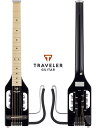 TRAVELER GUITAR (トラベラーギター) の「Ultra-Light Acoustic Standard」は、ピエゾ・ピックアップ内蔵のトラベルギターで、重量2kg未満、全長711mmと非常に軽量でコンパクトな設計になっており、グロス・ブラック・フィニッシュのメイプル材を用いたネック一体型ボディです。 座って演奏する際にひざの上にのせるためのラップレストは着脱式になっており、外せばさらにコンパクトになります。 アンダーサドル・ピエゾ・ピックアップの信号は、エンドピンジャックから出力され、外部アンプに接続することでエレクトリック・アコースティックギターとして使用可能です。 アコースティック弦を使用しているので、アコースティックギター的なナチュラルなクリーントーンを提供します。 スケールは24 3/4インチ (約628mm) 、22フレットを採用しているので、ミニギターとは異なり、違和感なく演奏できます。 ギグバッグ付属ですので、どこへでも気軽に持ち運べ、演奏が楽しめます。 Specification ■Neck Through Body: Eastern American Hard Maple ■Fingerboard: Maple ■FingerboardInlays: Dot ■Scale Length: 約628mm (24 3/4 in.) ■Frets: 22 medium ■Neck Width at Nut:約44.5mm (1 3/4 in.) ■Body Thickness: 約38mm (1 1/2 in.) ■Body Width: 133mm (5 1/4 in.;Lap Rest Detached) ■Overall Length: 約711mm (28 in.) ■Overall Depth: 約51mm(2 in.) ■Weight: 約1.3kg (2 lbs. 14 oz.) ■Hardware: Chrome 14:1 Gear ratio (Closed gear) ■Pickup:Traveler Piezo ■Audio Output: Standard 1/4 in. Jack ■Strings: D'Addario EJ15 PhosphorBronze Wound Extra Light Set (.010, .014, .023, .030, .039, .047) ■Finish: Gloss Black 付属品：純正ギグバッグ、正規保証書 お問い合わせフリーダイヤル:0120-37-9630　