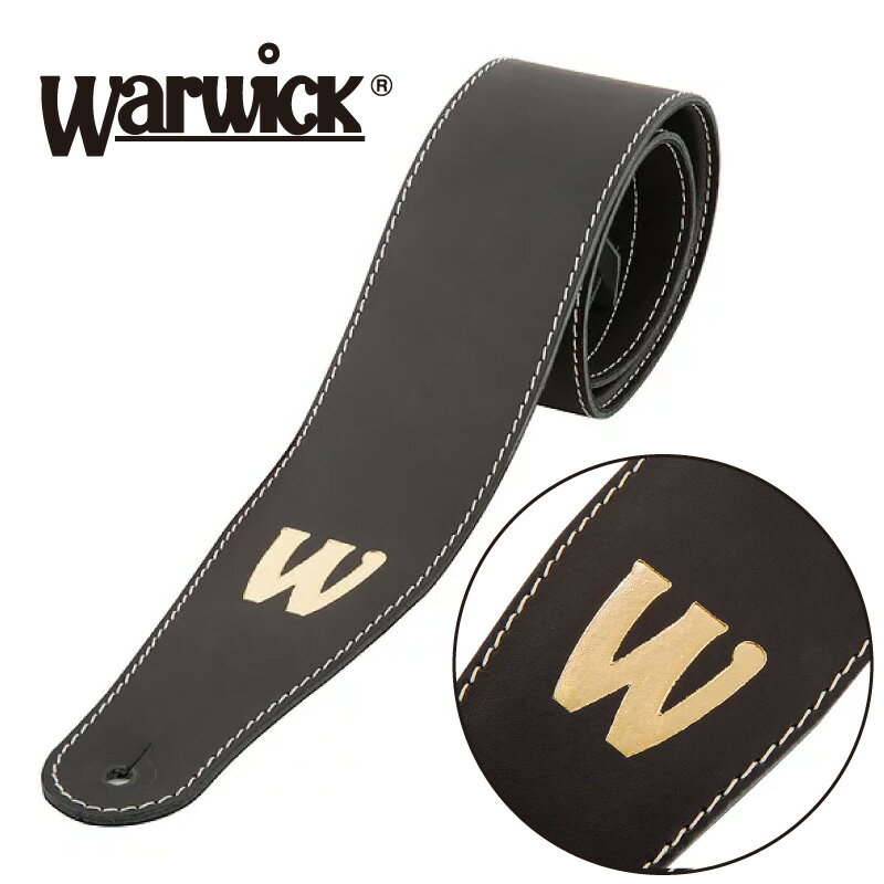 Warwick Teambuilt Genuine Leather Bass Strap -Black / Gold Embossing- ギター/ベースストラップ[ワーウィック][ブラック,黒][ゴールド,金][Electric Guitar,Electric Bass][ストラップ]