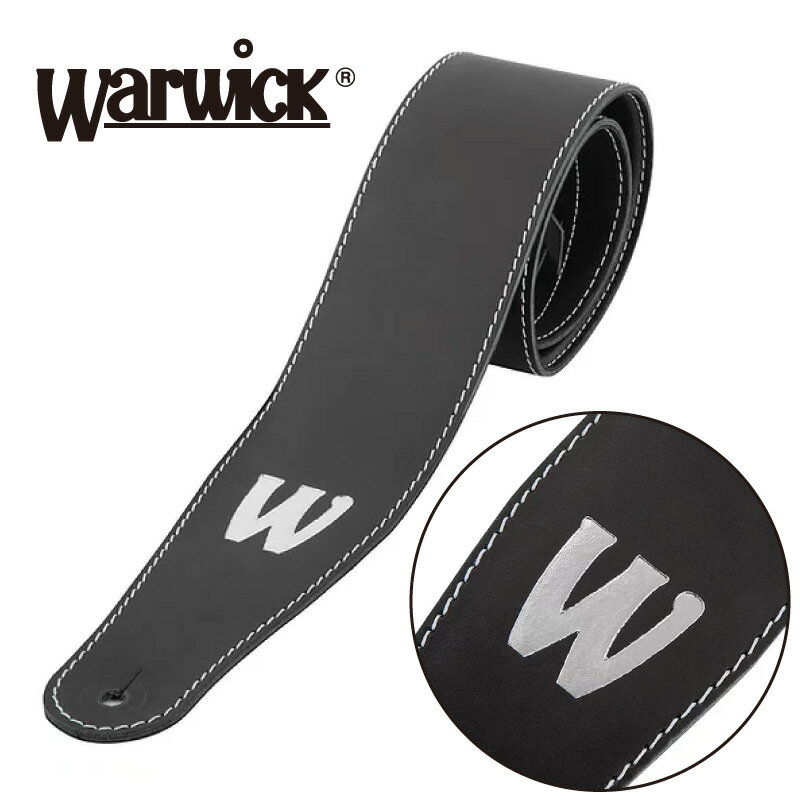 Warwick Teambuilt Genuine Leather Bass Strap -Black / Silver Embossing- ギター/ベースストラップ ワーウィック ブラック,黒 シルバー,銀 Electric Guitar,Electric Bass ストラップ