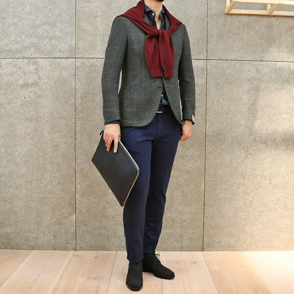 【40%OFF】Cantarelli（カンタレリ）ウール カシミヤ ナイロン メランジ ウィンドウペーン シングル3Bジャケット 37052003025