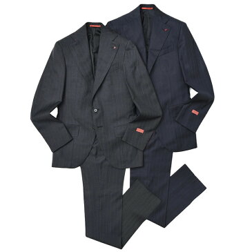 【40%OFF】ISAIA（イザイア）MUSAムーサ SUPER130'sウールサージピンストライプ2B1プリーツスーツ 95022 17182200035