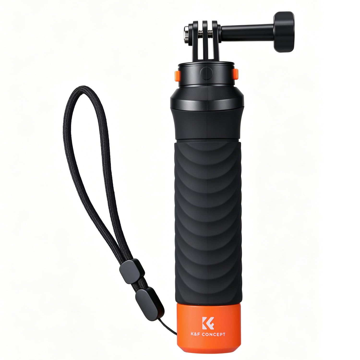 K&F CONCEPT フローティングハンドル アクションカメラ用 /DJI Osmo Action/ X5 Ace対応 | 高浮力 60M防水設計 滑り止めシリコンハンドル 三爪マウント対応 1/4インチネジ穴付き 落下防止ストラップホール ZP07