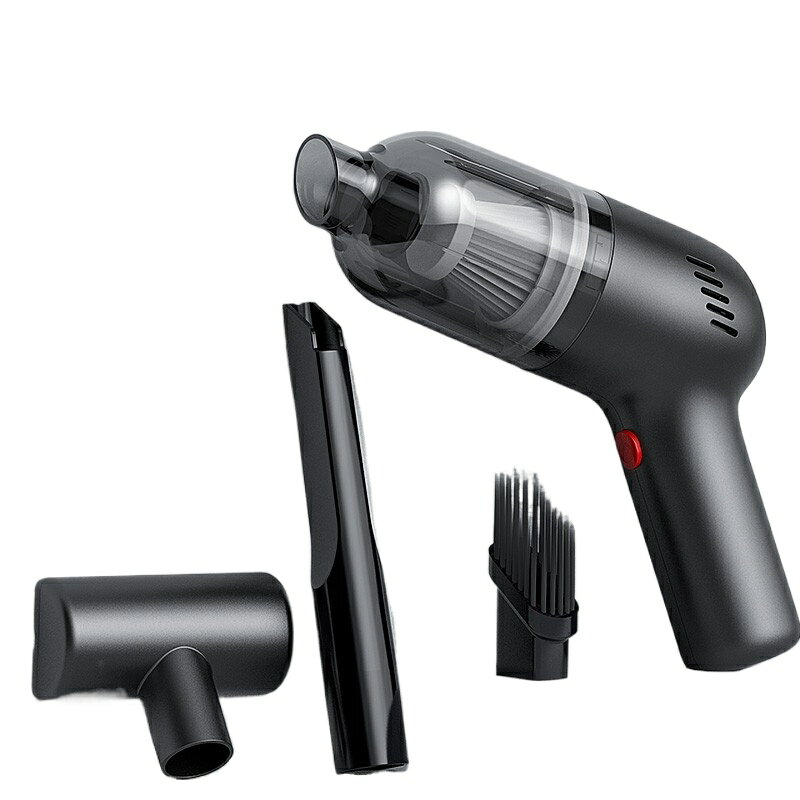 定格電圧：7.4V定格消費電力：120W製品サイズ：約 244×72×157mm本体重量：約 365g真空度：約 8000Pa充電式コードレスハンディクリーナーです。約 8000Pa の吸引力で、車内のゴミやお部屋の細かいほこりをしっかり吸い取ります。軽量約 365g で片手で楽に操作可能。車載だけでなく、お家のソファキーボード棚の上など様々な場所でご利用いただけます。回転式ダストケースは簡単に取り外せ、HEPA フィルターは水洗い可能で繰り返し使用できます。消耗フィルターを 2 個付属しているので、長くお使いいただけます。ノズルが複数付属し、隙間、布製品、平らな面など、掃除箇所に合わせて付け替えられます。専用収納バッグ付きで、持ち運びや保管に便利です。
