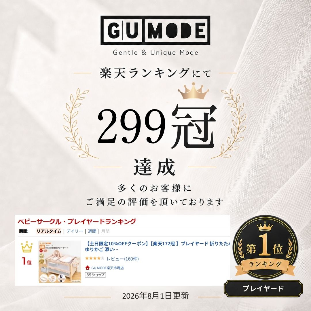 【全品10％OFFクーポン配布中】【楽天299冠】プレイヤード 折りたたみ おむつ交換台付 1台4役 120×70cm ゆりかご 添い寝 持ち運び コンパクト キャスター付 新生児 出産祝い プレイヤード ベビーサークル お昼寝 簡易ベッド GU MODE gumode-10000280 GU MODE楽天市場店 サンプル画像2