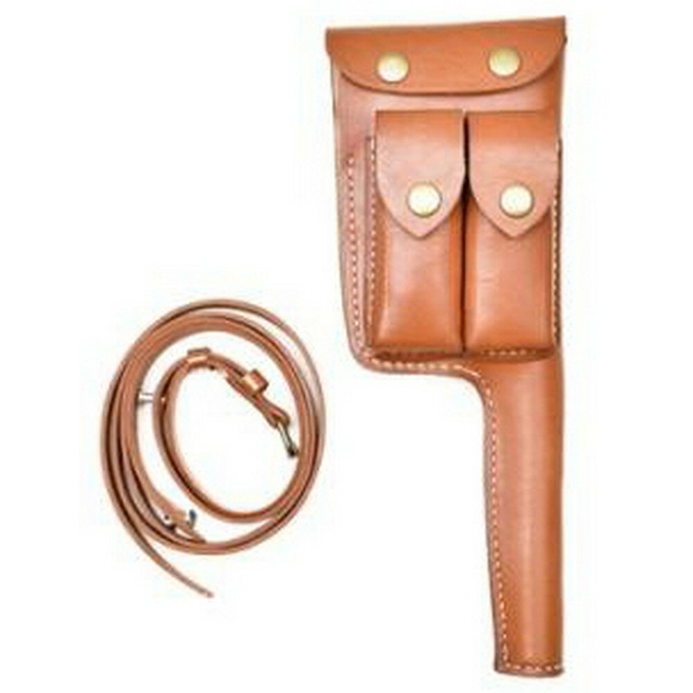 商品詳細 メーカー：ノーブランド 第2次世界大戦時のドイツのホルスターをモデルとしたレプリカホルスター 銃本体とクリップを収納する為のポーチを備えています。 商品の特徴 後部にベルトを通せば腰掛けにして使用が可能。 ランヤードを後部の金具へ装着すれば肩掛けでの携行も可能です。 ポーチ部分はクリップ用でマガジン対応ではございません。 クリップ用のポーチはマガジンには小さい為、馴らし等が必要です。 ●カラ—:ブラウン ●素材: 牛革、金属 ●対応:マルシン,AW製M712など 革製品の為、個体差で画像とは仕上がりが異なる場合があります。 ※海外製品のため、商品にムラや小傷がある場合がございますので予めご了承ください。