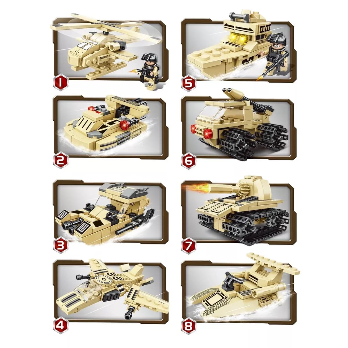 M1A1 エイブラムス 戦車タイプ 8in1 模型ブロック