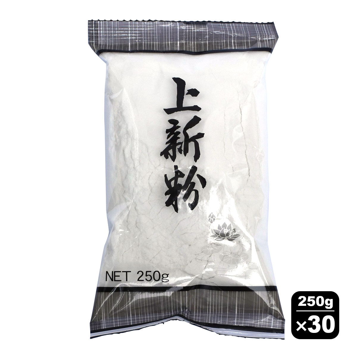 仏用 上新粉 250g×30袋 （1ケース） 【栄養成分】100gあたり エネルギー：362kcal 水　　　分：14.0g タンパク質：6.2g 脂　　　質：0.9g 炭 水 化 物：78.5g 灰　　　分：0.4g ナトリウム：2.0mg 食塩相当量：0.0g ※本製品は、遺伝子組換え原材料の使用はありません。 ※栄養成分値は代表的な数値であり規格値ではございません。 ※本製品の原材料にアレルギー物質（特定原材料7品目、特定原材料に準ずる20品目）の使用 はございませんが、本製品の製造工場では小麦、大豆を含む製品を製造しております。 【名称】仏用上新粉250g×30　（アメリカ） 【原材料名】粳米（アメリカ） 【容量】250g×30 【賞味期限】下記条件で製造日から12ヶ月間 【保存方法】冷暗所にて保管してください。 おすすめ お料理が楽しくなる万能 米粉！ 　 国産米100％　J麺　お得セット ■　こちらから　■［業務用 上新粉 250g×30袋 （1箱） 仏用 パッケージ 仏事 法事 御供物 命日 お盆 うるち米 グルテンフリー だんご 柏餅 串団子 団子 お菓子 和菓子 草餅］