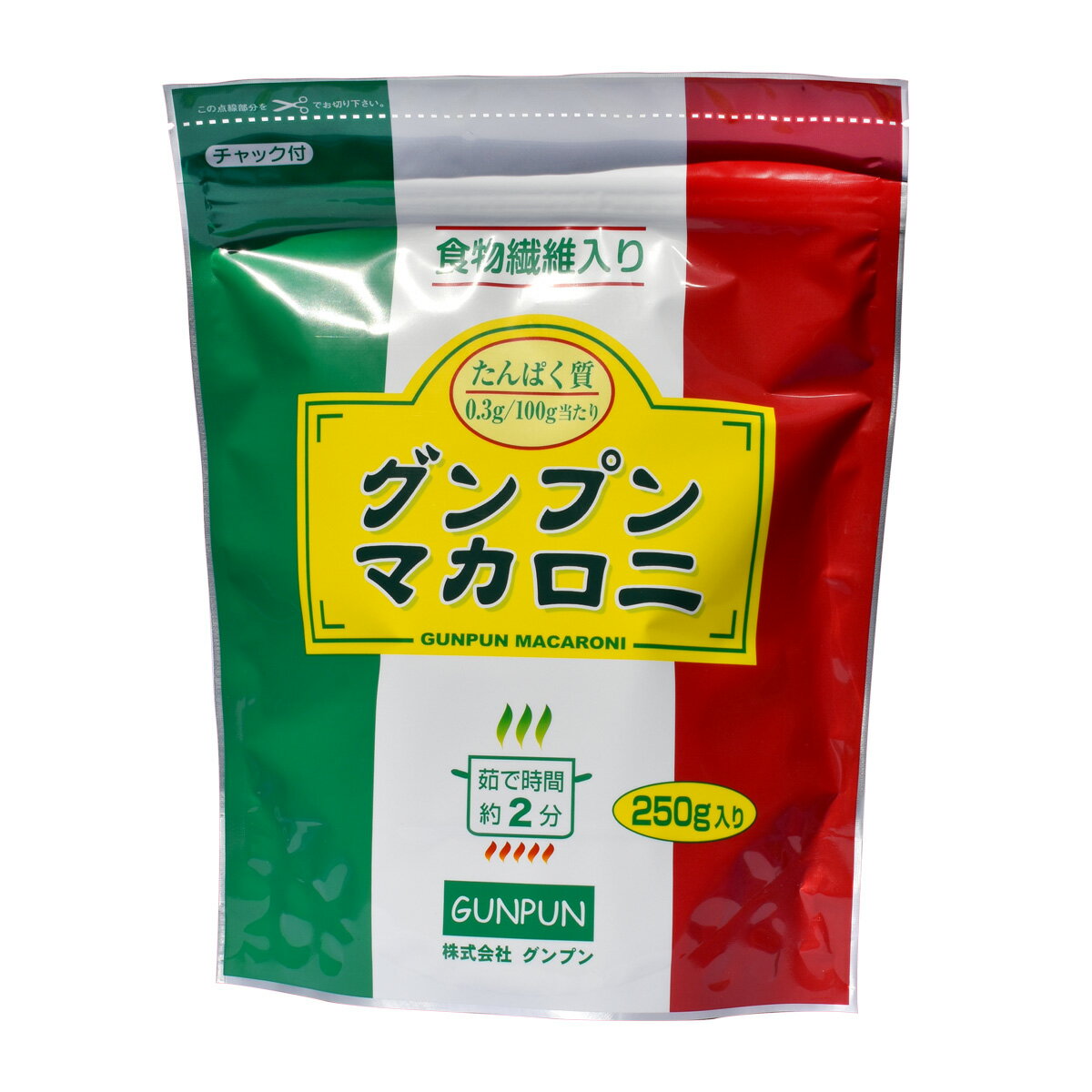 グンプンマカロニ 250g でんぷん 低たんぱく 高エネルギー 低たんぱく食品 腎臓病食 乾麺 マカロニ パスタ 食事 グンプン