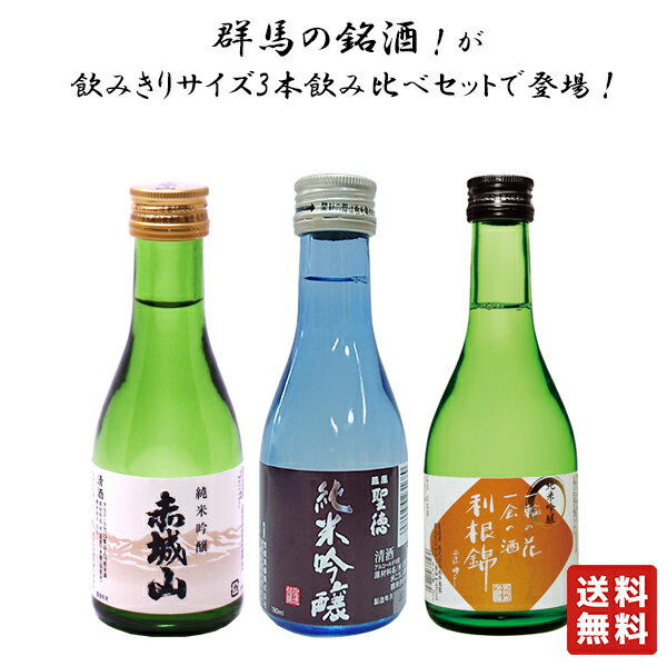 送料無料 【群馬の地酒 飲み比べセット 純米吟醸 3本 180ml】群馬の地酒 日本酒 お酒 酒 赤城山 聖徳 利根錦 バレンタイン バレンタインデー プレゼント ギフト 飲み比べ 群馬 贈り物 内祝い 辛口 誕生日