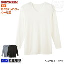 《秋冬の日常使い》【アウトレット】GUNZE(グンゼ)/BODYWARM(ボディウォーム)/【ウール混】Vネックロングスリ?ブシャツ(V首)(紳士)/秋冬シャツ/秋冬シャツ/YW1709H