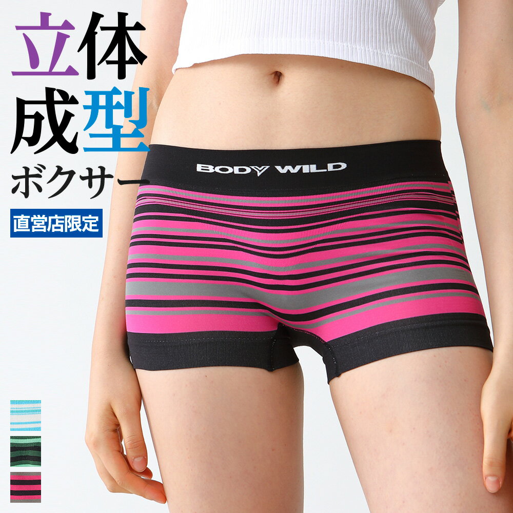 BODY WILD ボディワイルド 直営店限定 立体成型 ボクサーパンツ レディース 年間 GUNZE グンゼ ショーツ インナー パンツ 下着 ボクサーショーツ ボックスショーツ ボーイレングス ストレッチ 伸びる 吸汗速乾 ボーダー かわいい 可愛い M-L BHS930U GUNZE13