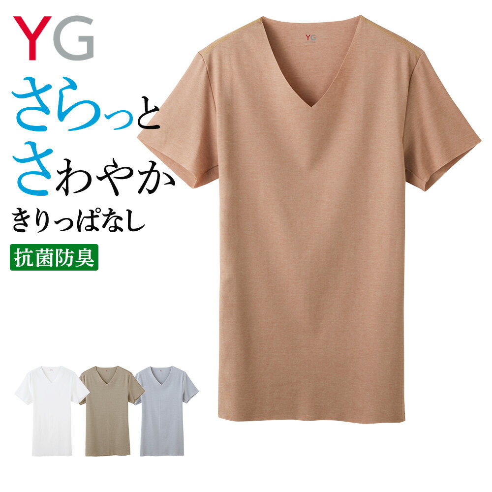 グンゼ VネックTシャツ メンズ 春夏 半袖 紳士 肌着 抗菌 防臭 きりっぱなし カットオフ 透けにくい ひびきにくい スッキリ シンプル YG ワイジー YV1915 M-LL