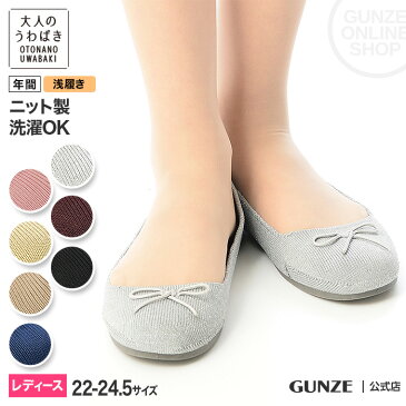 アウトレット セール グンゼ ウチコレ ルームシューズ ニットシューズ浅履き 上履き レディース GUNZE ADL953 22-23 23.5-24.5 うわばき 授業参観 病院 オフィス ホテル 旅館 履き替え 軽い 清潔 メッシュ かわいい 年間 GUNZE22