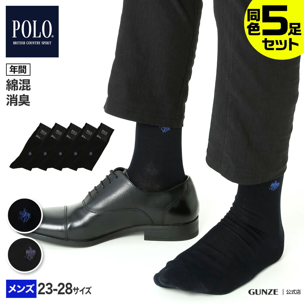 【セール価格】GUNZE グンゼ POLO BCS ポロビーシーエス ワンポイントソックス5足組 メンズ LEGM101 PL0101 5P 23〜28 まとめ買い 紳士ソックス ビジネスソックス 綿混 消臭 年間 GUNZE91