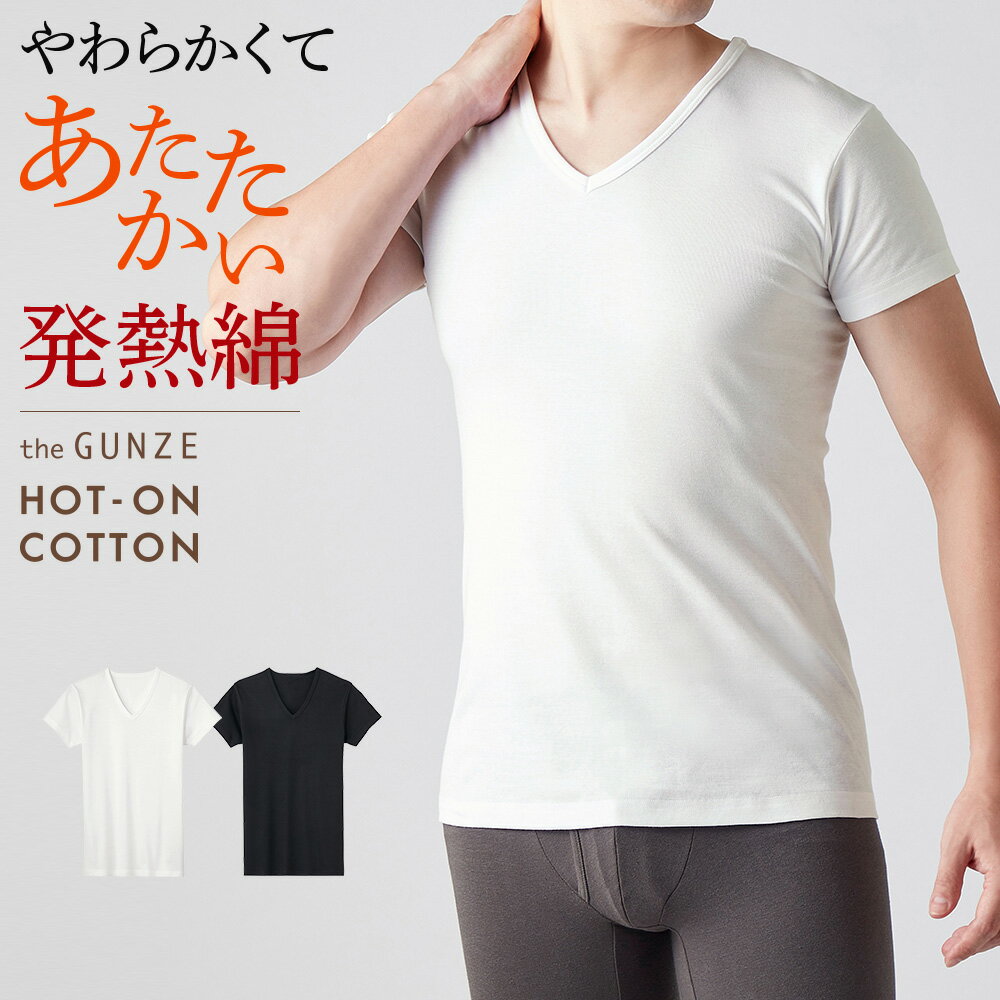 グンゼ 半袖 メンズ 秋冬 オーガニックコットン あったかインナー 暖かい インナー 肌着 下着 V首 Tシャツ 防寒 発熱 綿100％ Vネック メンズインナー the GUNZE ザグンゼ HOT-ON COTTON ホットオンコットン GUNZE M-LL CK9615