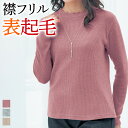 グンゼ トップス レディース 秋冬 プルオーバー 長袖 表起毛 メロウ フリル リブ柄 やわらかい GUNZE M~LL RRQ703