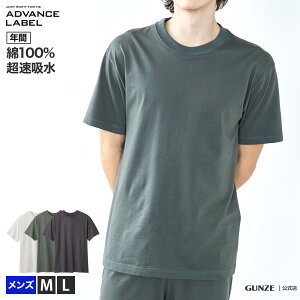 アウトレット セール GUNZE グンゼ ADVANCE LABEL アドバンスレーベル【ゆったりシルエット】クルーネックTシャツ メンズ 丸首 Tシャツ ラク リラックス コットン 綿100% 吸水 MA2113 M-L GUNZE11 年間