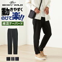 グンゼ テーパード ストレッチパンツ メンズ ボディワイルド スラックス 綿混 ツイル ソフトタッチ 伸びる ズボン 楽 ラク 着回し 前とじ ウエスト紐あり イージーパンツ BODYWILD M~LL BDS103 2022C