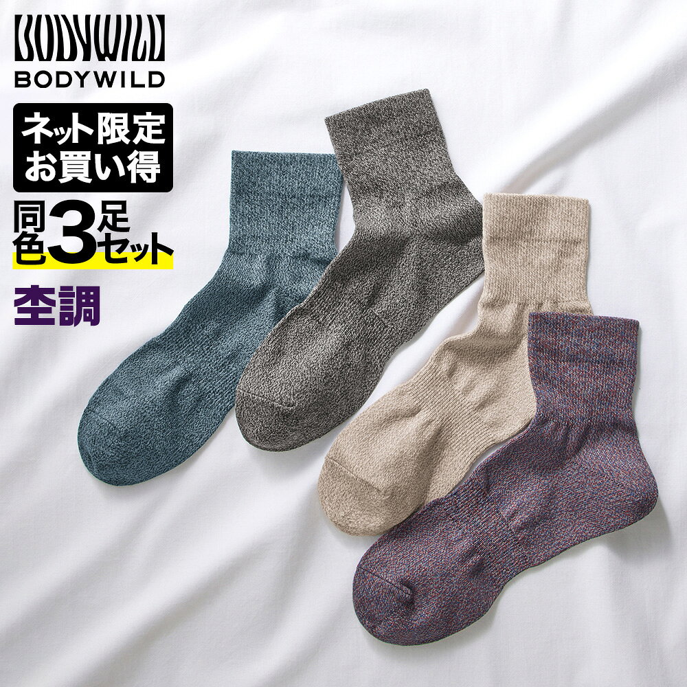 乐天商城 - グンゼ ネット限定 BODYWILD ソックス メンズ 綿混 アーチサポート つま先かかと補強 フィット靴下 ショート丈 紳士 杢 秋冬 通勤 通学 GUNZE ボディワイルド 25-27 BDY807