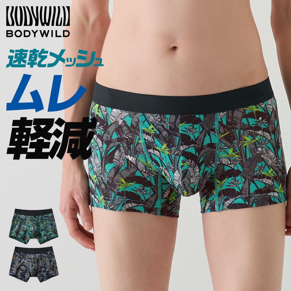 グンゼ ボディワイルド ボクサーパンツ メッシュ 前閉じ 速乾 ドライ 涼しい ムレ軽減 ストレッチ 柄パン メンズ 春夏 BODYWILD 男性 パンツ 下着 アンダーウェア BWC095Aのサムネイル