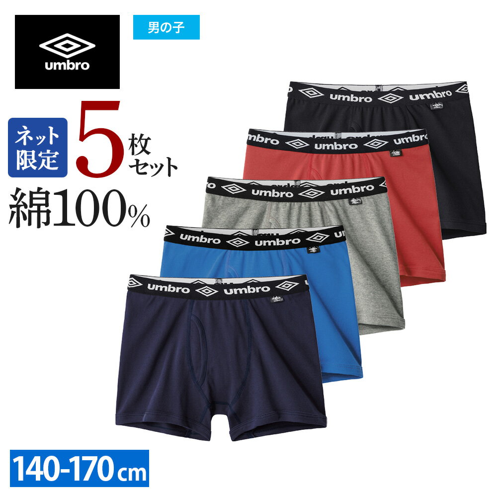 グンゼ umbro 子供 ボクサーブリーフ 2枚 セット 綿100 140～170 (アンブロ パンツ 前あき ボクサーブリーフ 下着 インナー 綿 吸汗速乾)