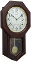セイコークロック(Seiko Clock) 掛け時計 アナログ 報時選択式 チャイム&ストライク 飾り振り子 八角尾長 木枠 濃茶 木地 RQ325B