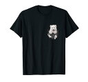犬好きの方へのギフト サモエド ポケットに入った面白い犬の顔 Tシャツ