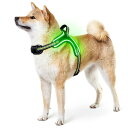 LED 犬のハーネス 2024最新 充電式 反射犬用ハーネス ライトアップ犬 ハーネス ハンドル付き 快適な 通気性 4 点調節可能 なライト付き犬用ベストハーネス 小型・中型・大型・超大型犬用 (グ(4)