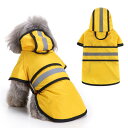 Jimjis 犬 レインコート 防水反射性 犬 カッパ 防水 雨具 通気 帽子付 小型犬 中型犬 大型犬 柴犬 耐水性 梅雨対策防雪 防風 着脱簡単 (イエロー, L)(4)