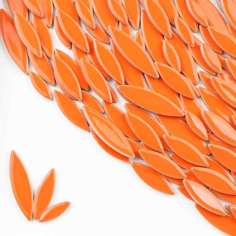 CarAngels セラミックモザイクタイル DIY 内装 デコレーション ハンドメイド クラフト 陶器手芸 500g入り 柳の葉の形 花びら形 (オレンジ)
