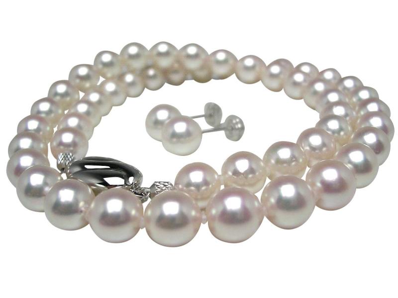 Isowa Pearl（伊勢志摩の真珠専門店 イソワパール） アコヤ真珠 ネックレス ピアス セット 7.5-8.0mm ホワイトピンク シルバー クラスップ 62517