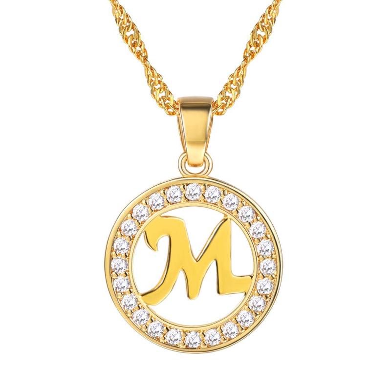 [Suplight] イニシャル m ネックレス ゴールド レディース アルファベット ペンダント 18k ジルコニア アクセサリー