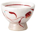 宗峰窯 湯のみ 手描き 花もよう 高台 煎茶 レッド 約φ8.9×6.8cm 503-03-083